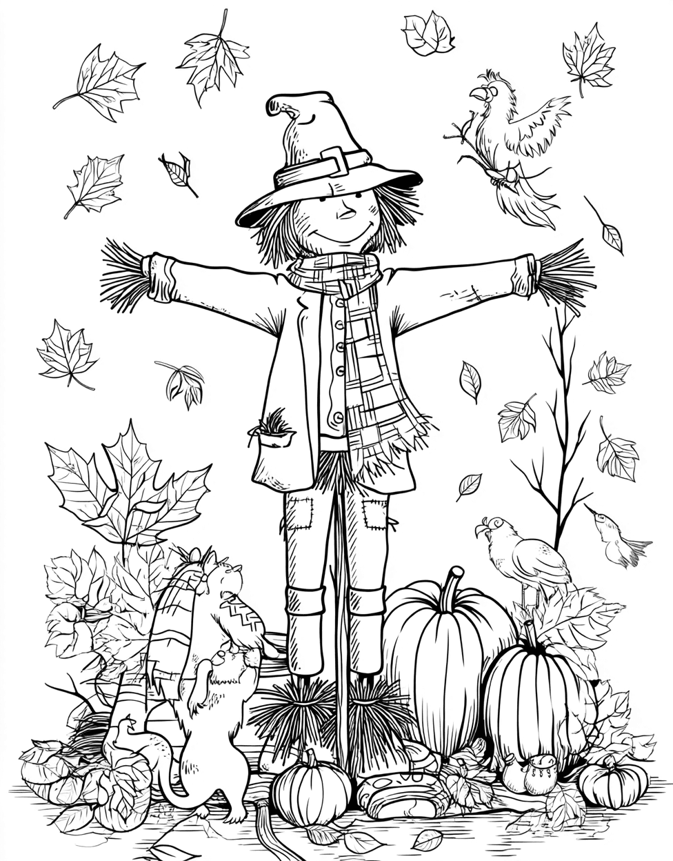 Stress Relief Color Book, Seasonal Colouring Pages for Womens, Whimsical Scarecrow Art Unleash Your Imagination, Coloring Pages for Adults Free, Coloring Preschool Alphabet Scarecrow main 3