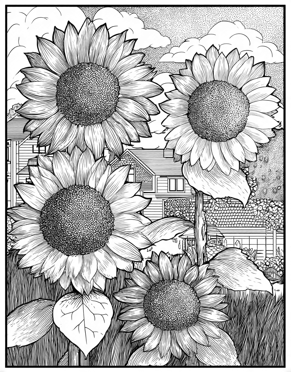 Coloring Pages for Adults Free, Sunflower Art a Burst of Colorful Joy, Stress Relief Color Book, Seasonal Colouring Pages for Adult, Coloring Adult Realistic Sunflower main 2