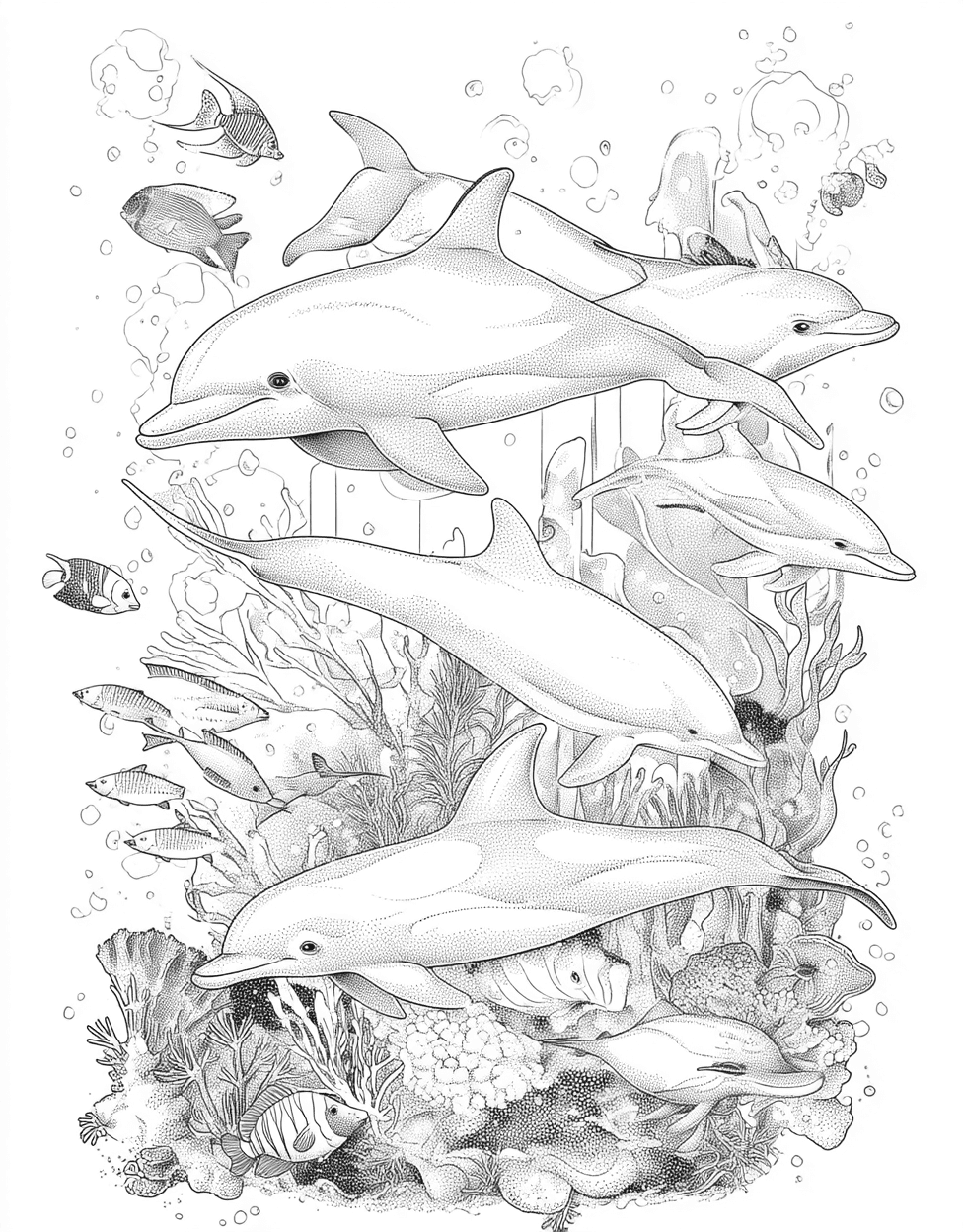 Coloring Pages for Adults Free Printable, Relaxation Color Book, Animals Colouring Pages for Teens, Dolphin Dreams Splash of Imagination, Coloring Printable Rainbow Dolphin main 4