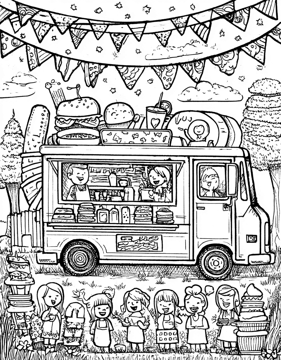 Stress Relief Color Book, Food Colouring Pages for Women, Food Truck Coloring, Free Printable Girly Coloring Pages, Delicious Food Truck Fun a Creative Adventure main 4