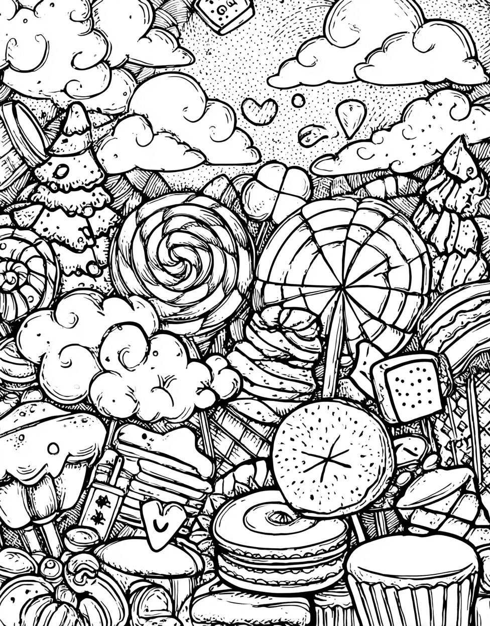 Sweet Treats Candy Fun Awaits, Relaxation Color Book, Food Colouring Pages for Adult, Free Coloring Pages Pdf Format, Coloring Christmas Gingerbread Candy main 3