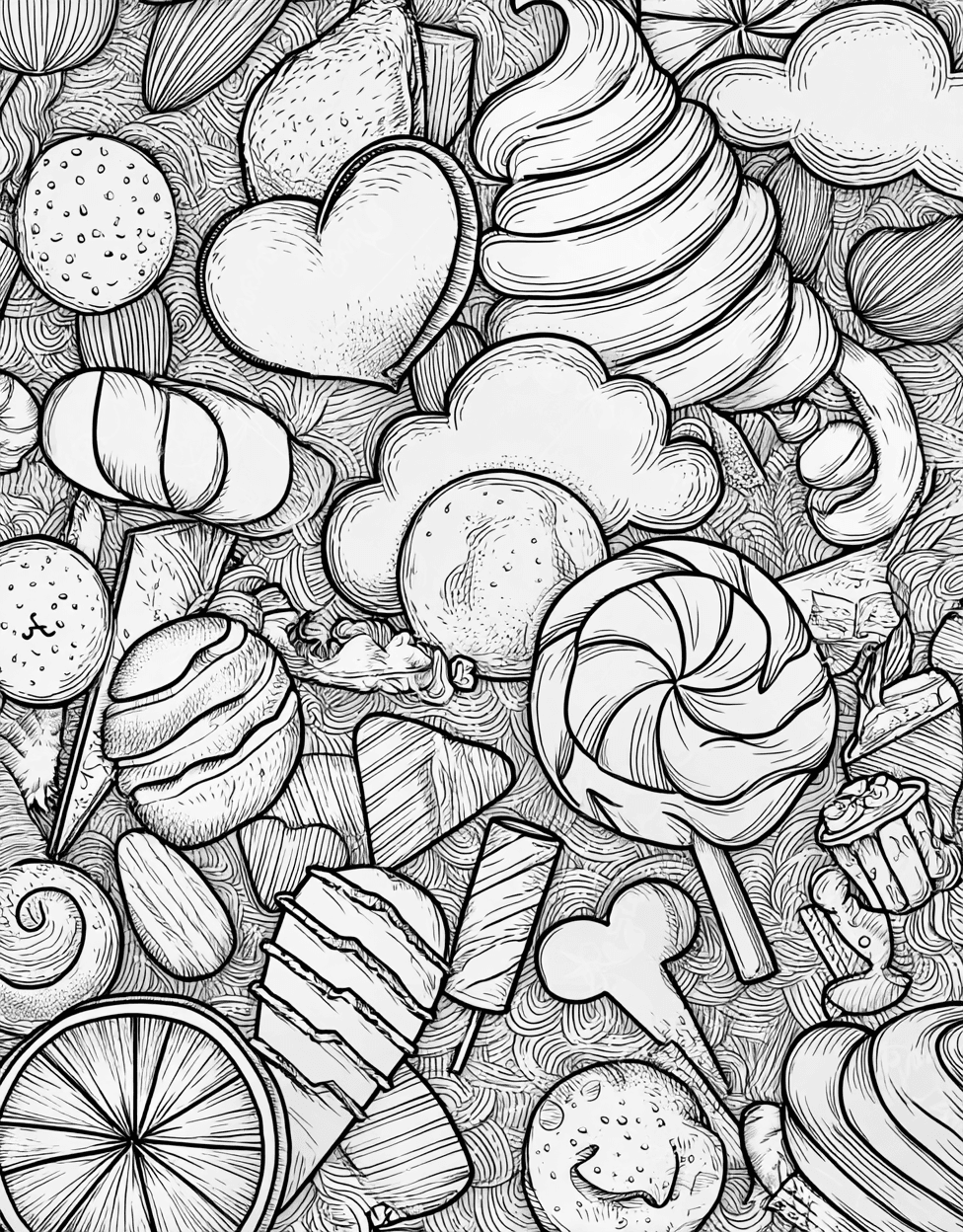 Sweet Treats Candy Fun Awaits, Relaxation Color Book, Food Colouring Pages for Adult, Free Coloring Pages Pdf Format, Coloring Christmas Gingerbread Candy main 4