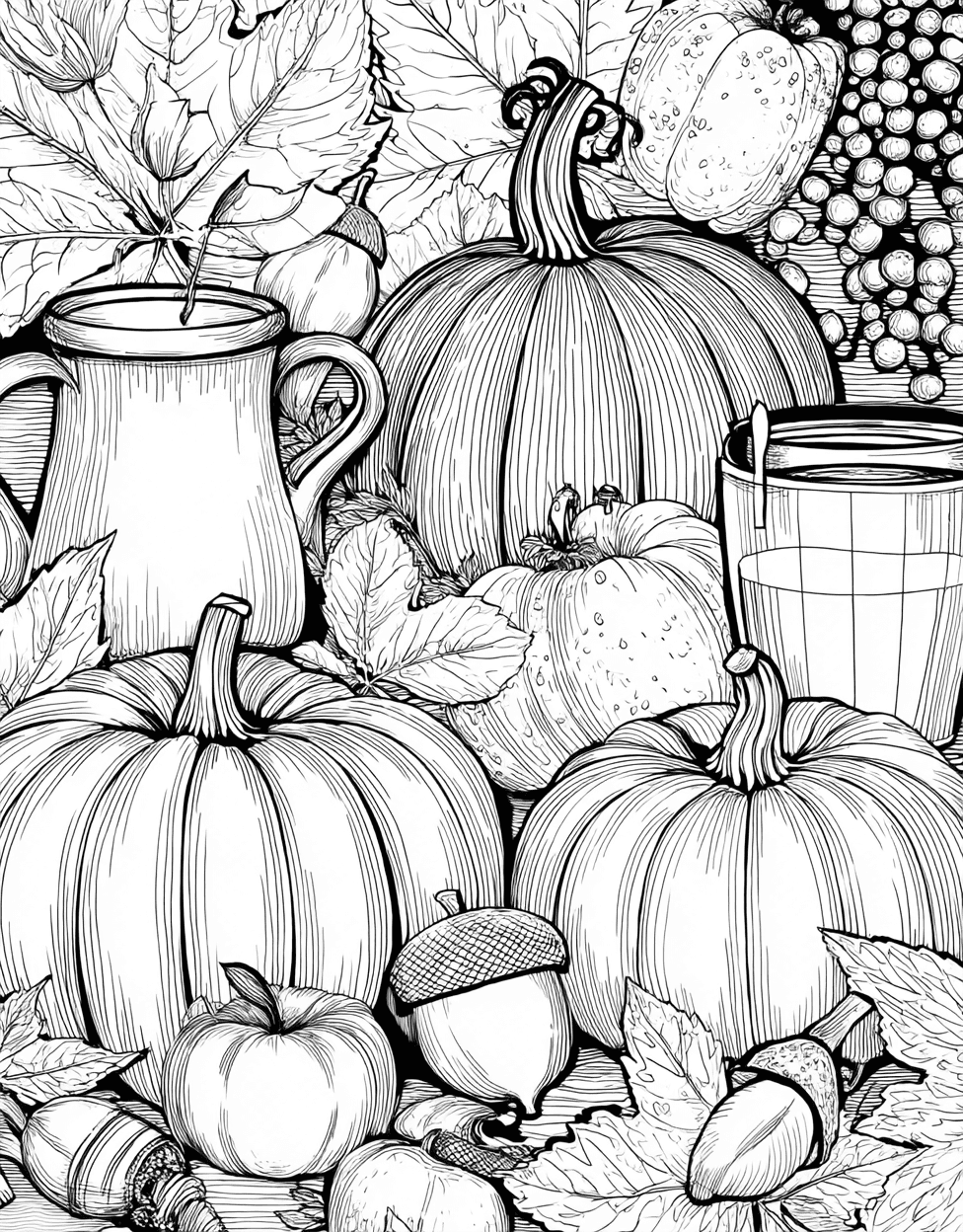 Free Color Pages for Adults, Relaxation Color Book, Seasonal Colouring Pages for Women, Coloring Printable Pumpkin Kindergarten, Pumpkin Palettes Autumn Art Adventures main 5