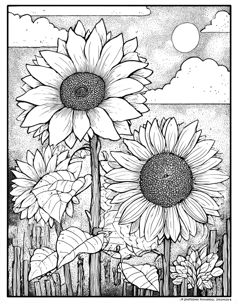 Coloring Pages for Adults Free, Sunflower Art a Burst of Colorful Joy, Stress Relief Color Book, Seasonal Colouring Pages for Adult, Coloring Adult Realistic Sunflower main 4
