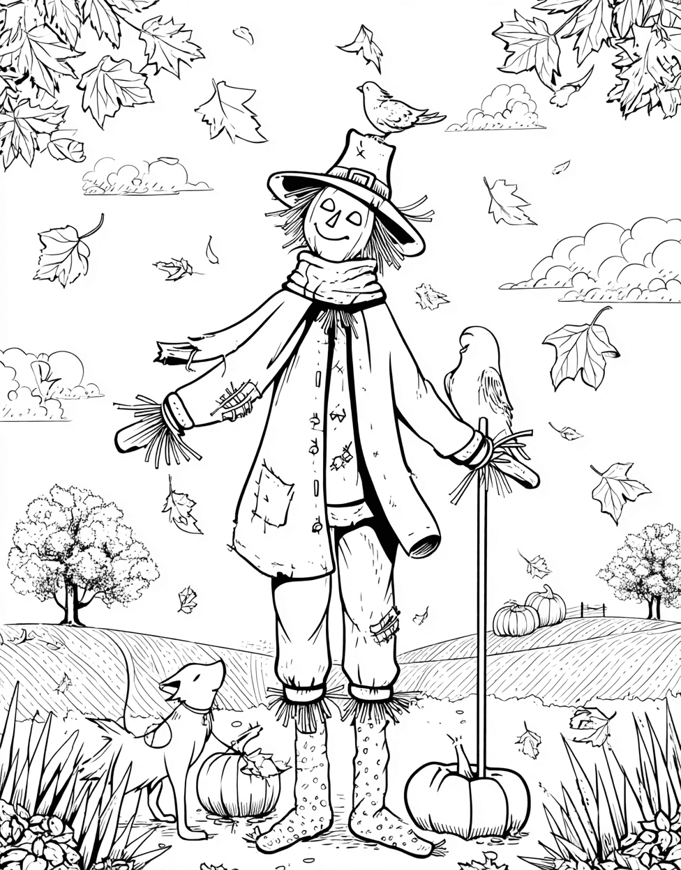 Stress Relief Color Book, Seasonal Colouring Pages for Womens, Whimsical Scarecrow Art Unleash Your Imagination, Coloring Pages for Adults Free, Coloring Preschool Alphabet Scarecrow main 6