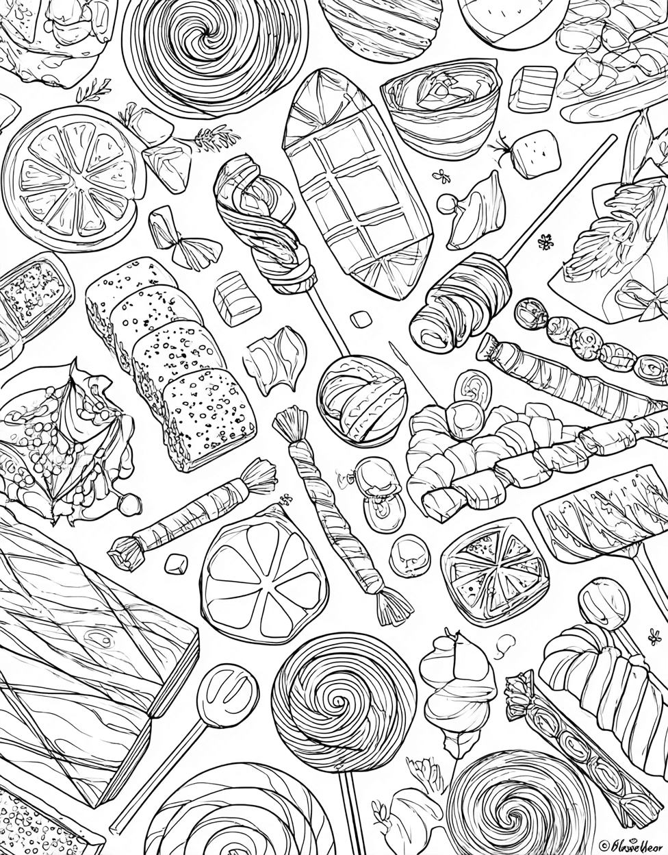 Sweet Treats Candy Fun Awaits, Relaxation Color Book, Food Colouring Pages for Adult, Free Coloring Pages Pdf Format, Coloring Christmas Gingerbread Candy main 5