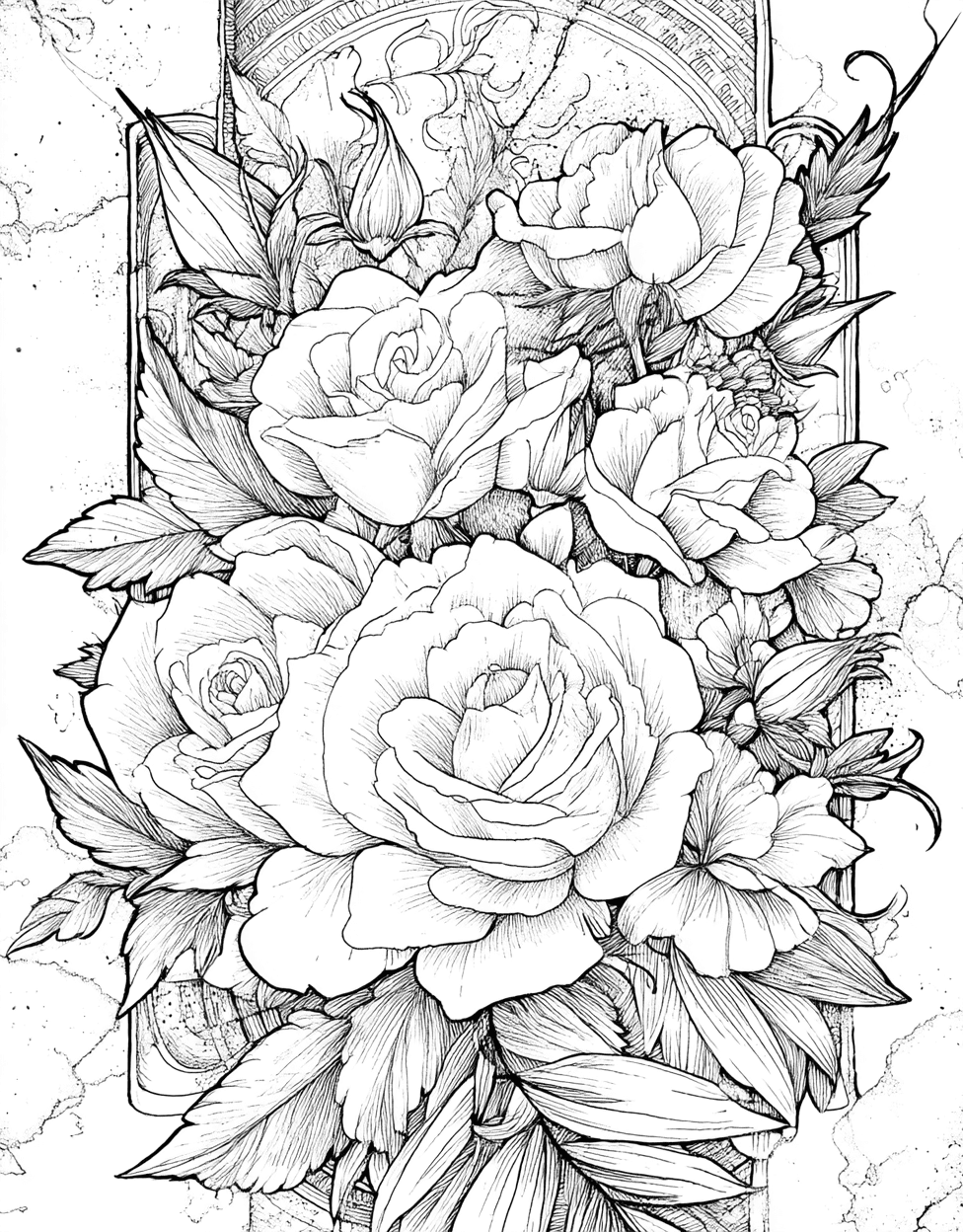 Blooming Rose Designs for Artistic Minds, Stress Relief Color Book, Flowers Colouring Pages for Adults, Free Printable Girly Coloring Pages, Coloring Flowers Rose Complications main 5