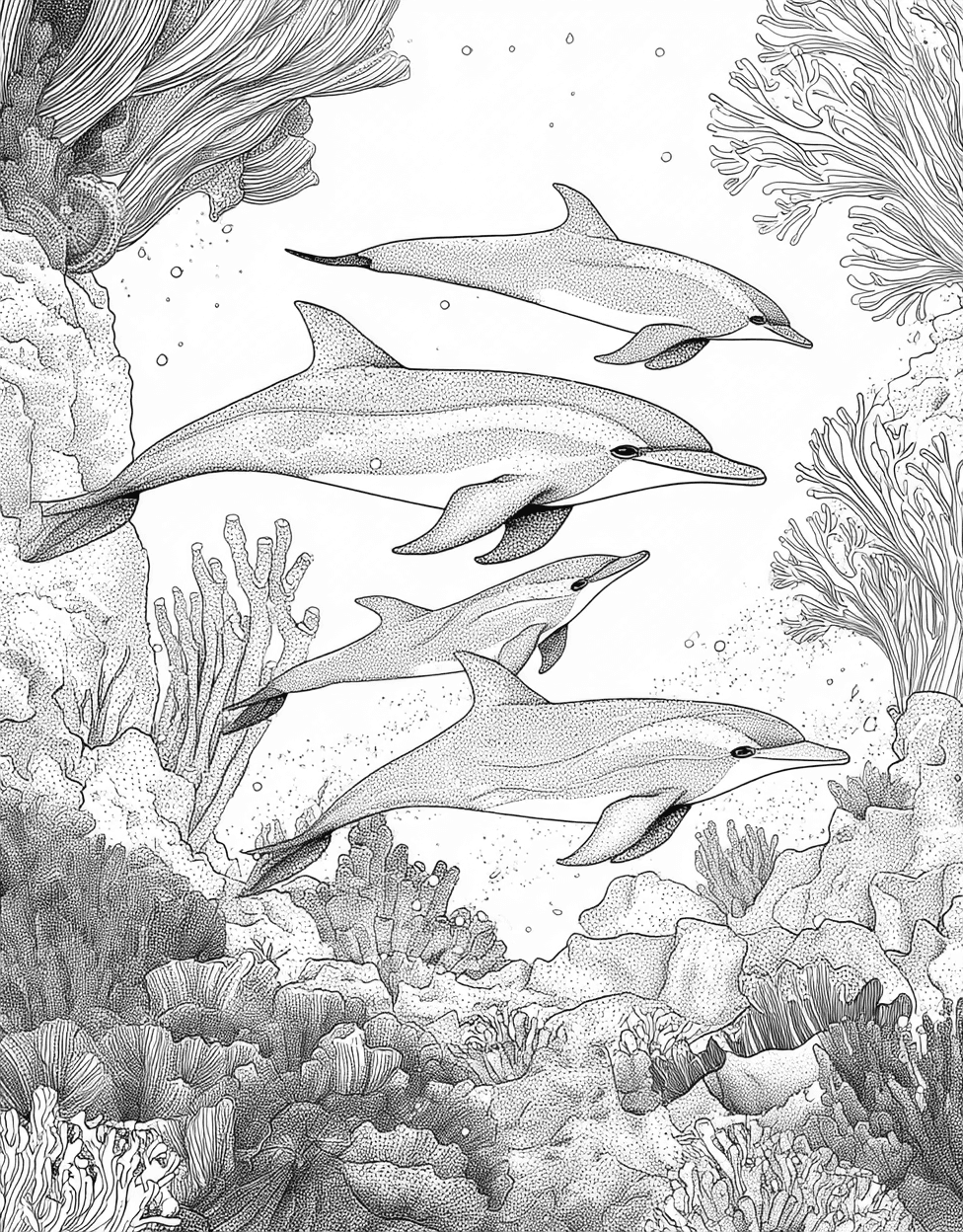 Coloring Pages for Adults Free Printable, Relaxation Color Book, Animals Colouring Pages for Teens, Dolphin Dreams Splash of Imagination, Coloring Printable Rainbow Dolphin main 6