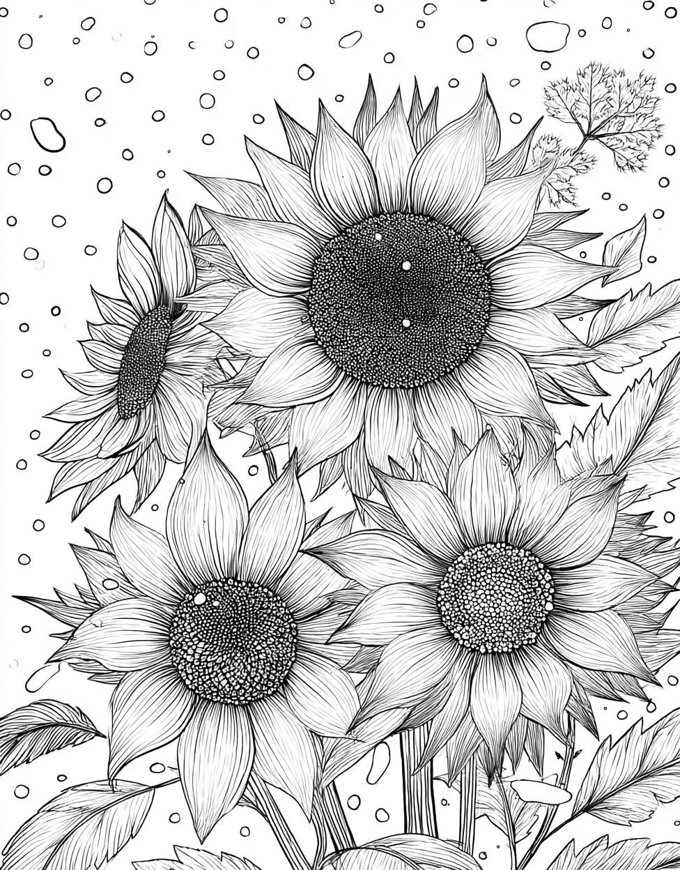 Coloring Pages for Adults Free, Sunflower Art a Burst of Colorful Joy, Stress Relief Color Book, Seasonal Colouring Pages for Adult, Coloring Adult Realistic Sunflower main 6