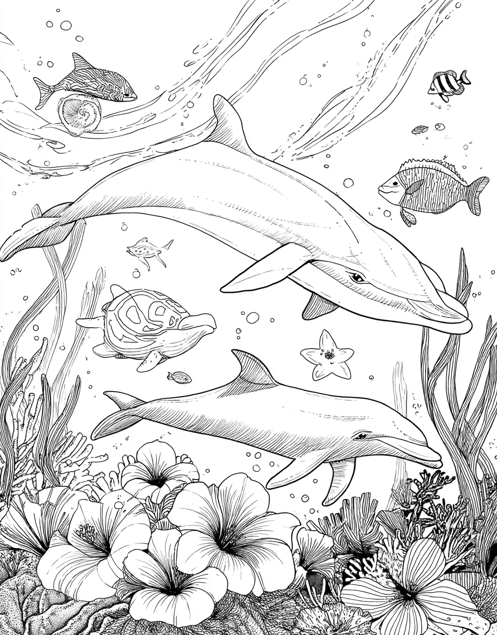 Coloring Pages for Adults Free Printable, Relaxation Color Book, Animals Colouring Pages for Teens, Dolphin Dreams Splash of Imagination, Coloring Printable Rainbow Dolphin main 7
