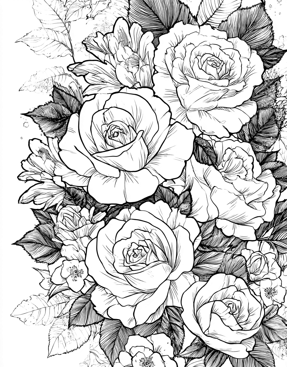 Blooming Rose Designs for Artistic Minds, Stress Relief Color Book, Flowers Colouring Pages for Adults, Free Printable Girly Coloring Pages, Coloring Flowers Rose Complications main 7