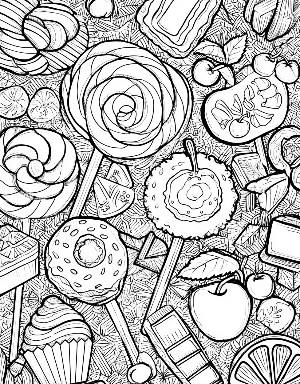 Sweet Treats Candy Fun Awaits, Relaxation Color Book, Food Colouring Pages for Adult, Free Coloring Pages Pdf Format, Coloring Christmas Gingerbread Candy main 7