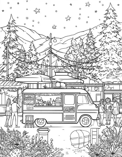 Stress Relief Color Book, Food Colouring Pages for Women, Food Truck Coloring, Free Printable Girly Coloring Pages, Delicious Food Truck Fun a Creative Adventure
