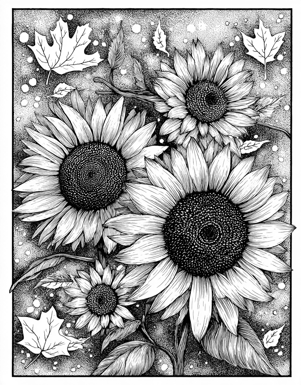 Coloring Pages for Adults Free, Sunflower Art a Burst of Colorful Joy, Stress Relief Color Book, Seasonal Colouring Pages for Adult, Coloring Adult Realistic Sunflower main 8