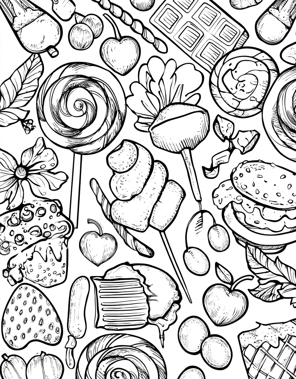 Sweet Treats Candy Fun Awaits, Relaxation Color Book, Food Colouring Pages for Adult, Free Coloring Pages Pdf Format, Coloring Christmas Gingerbread Candy main 8