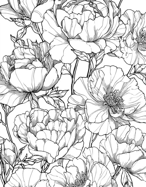Blooming Rose Designs for Artistic Minds, Stress Relief Color Book, Flowers Colouring Pages for Adults, Free Printable Girly Coloring Pages, Coloring Flowers Rose Complications