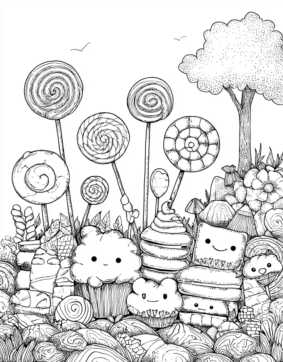 Sweet Treats Candy Fun Awaits, Relaxation Color Book, Food Colouring Pages for Adult, Free Coloring Pages Pdf Format, Coloring Christmas Gingerbread Candy main 9