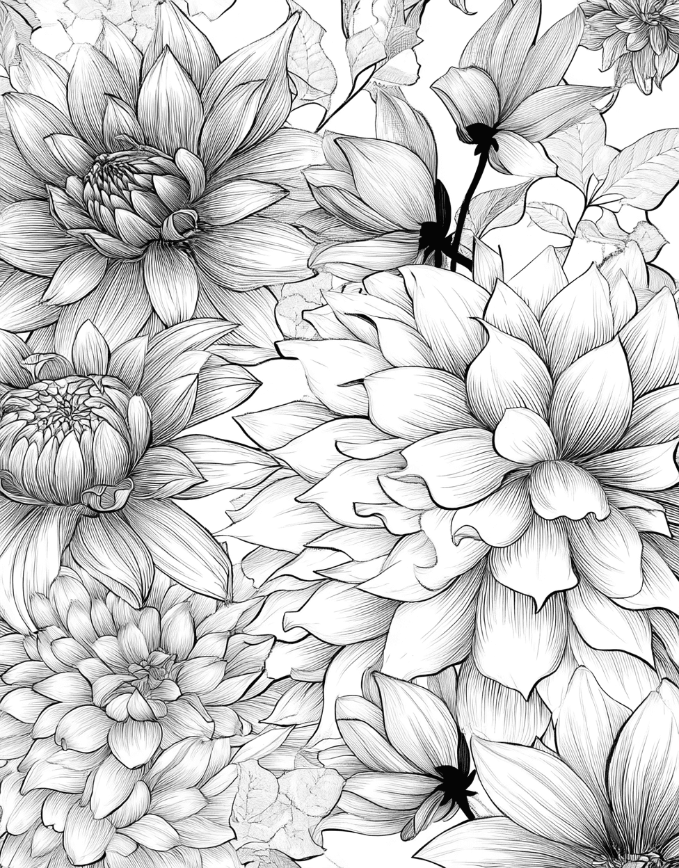 Chrysanthemum Art Blooming Pages Await, Free Printable Coloring Pages, Relaxation Color Book, Flowers Colouring Pages for Adult, Coloring Adult Bird Chrysanthemum main 3