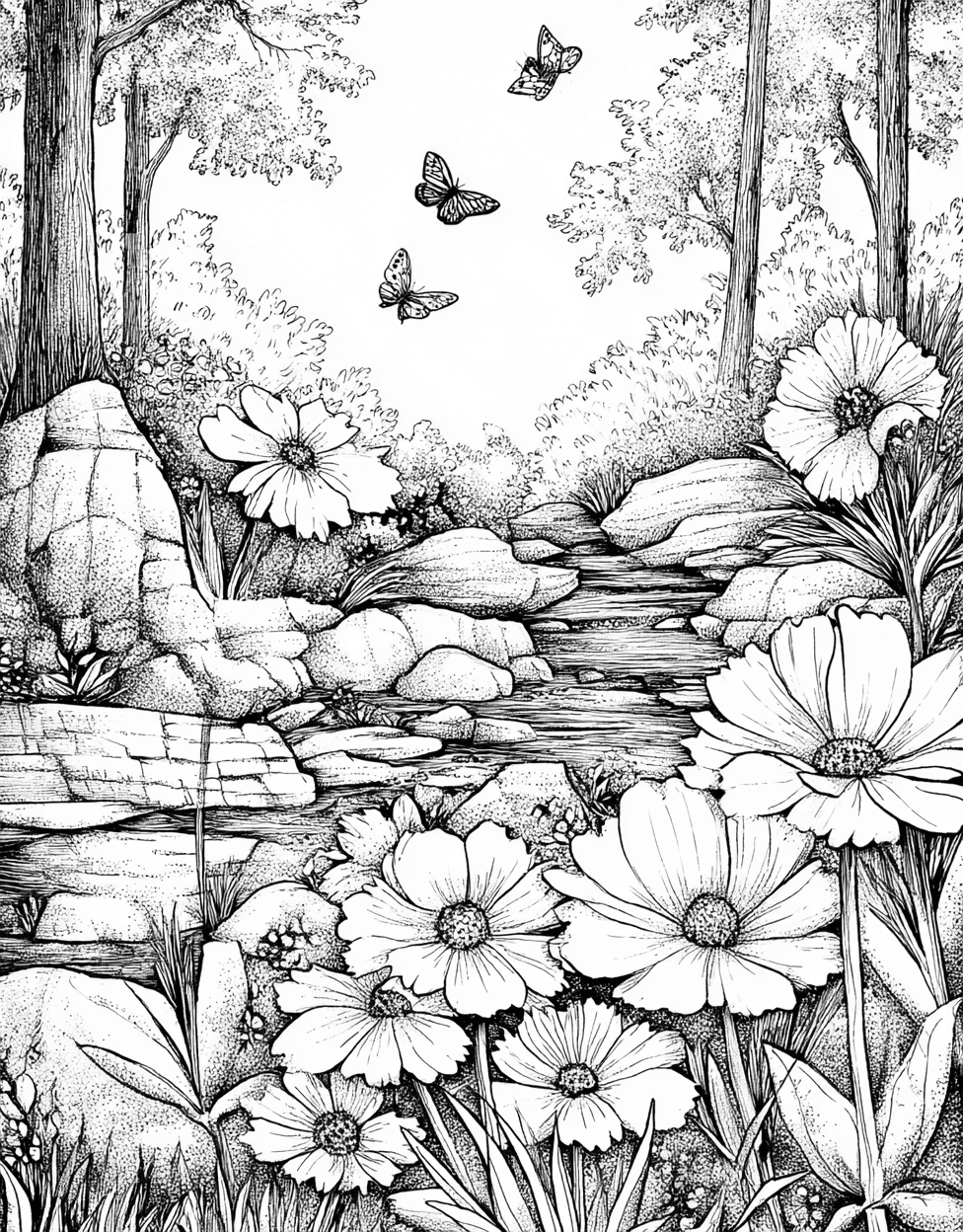 Whimsical Windflower Art for Creative Minds, Advanced Free Printable Coloring Pages for Children, Windflower Coloring, Stress Relief Color Book, Nature Colouring Pages for Adults main 4