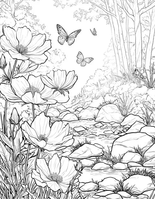 Whimsical Windflower Art for Creative Minds, Advanced Free Printable Coloring Pages for Children, Windflower Coloring, Stress Relief Color Book, Nature Colouring Pages for Adults