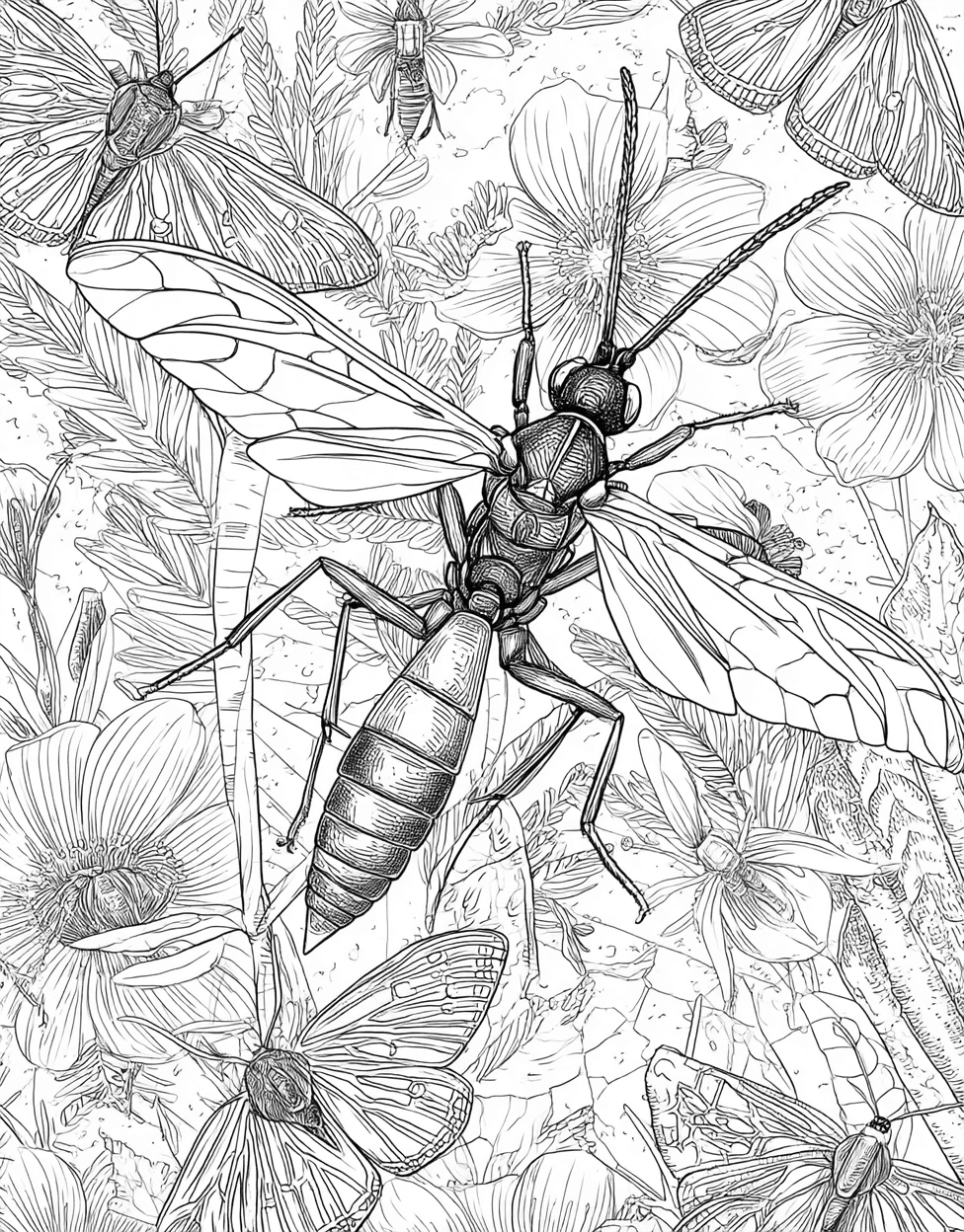 Relaxation Color Book, Insects Colouring Pages for Adult, Adult Coloring Pages Free Printable, Ichneumon Coloring, Ichneumon Art Adventure Natures Intriguing Wasps main 2