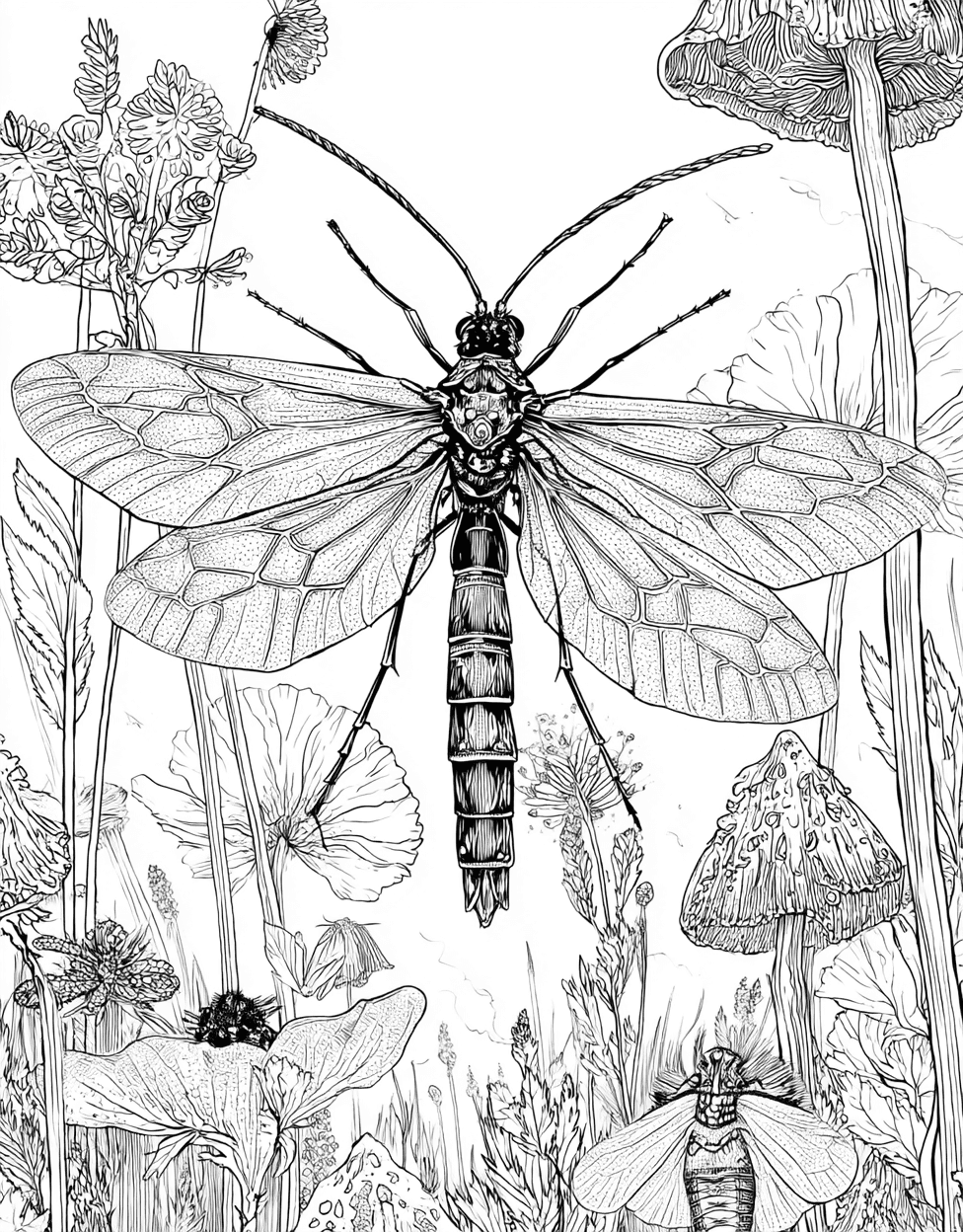 Relaxation Color Book, Insects Colouring Pages for Adult, Adult Coloring Pages Free Printable, Ichneumon Coloring, Ichneumon Art Adventure Natures Intriguing Wasps main 5