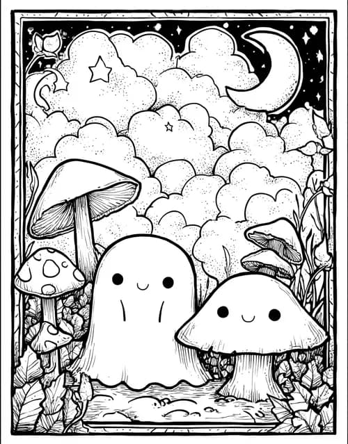 Free Color Pages for Adults, Spooky Specters Haunting Art Pages, Relaxation Color Book, Cute Characters Colouring Pages for Womens, Ghosts Coloring