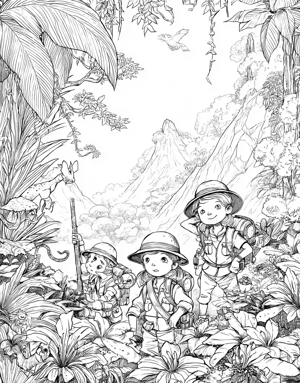 Free Color Pages Printable, Explorers Coloring, Stress Relief Color Book, Cute Characters Colouring Pages for Teenage, Adventures Await ExplorerThemed Art Pages main 5