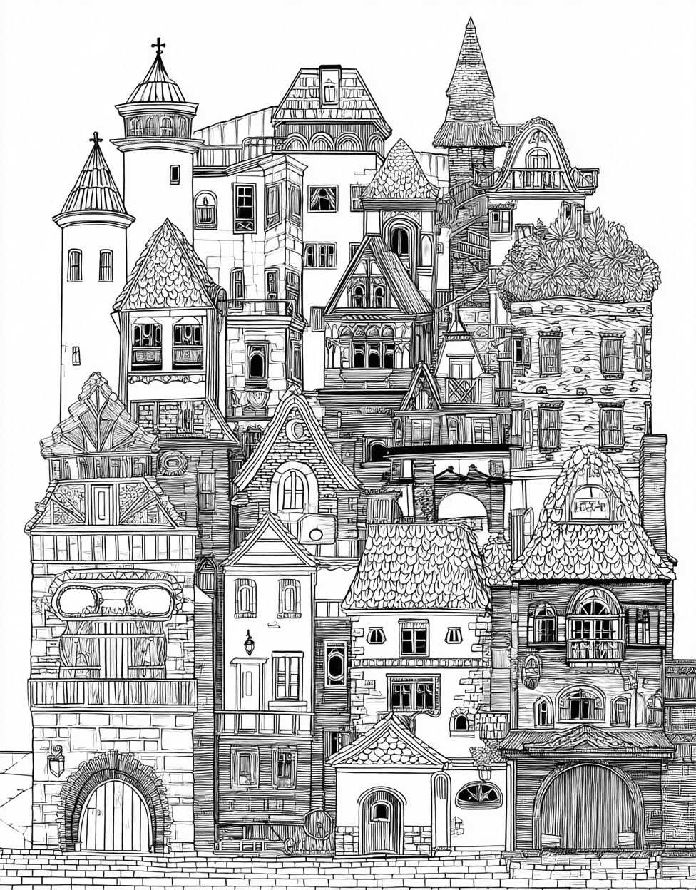 Charming House Designs for Creative Fun, Free Printable Adult Coloring Pages, Coloring Christmas Gingerbread House, Stress Relief Color Book, Buildings Colouring Pages for Women main 2