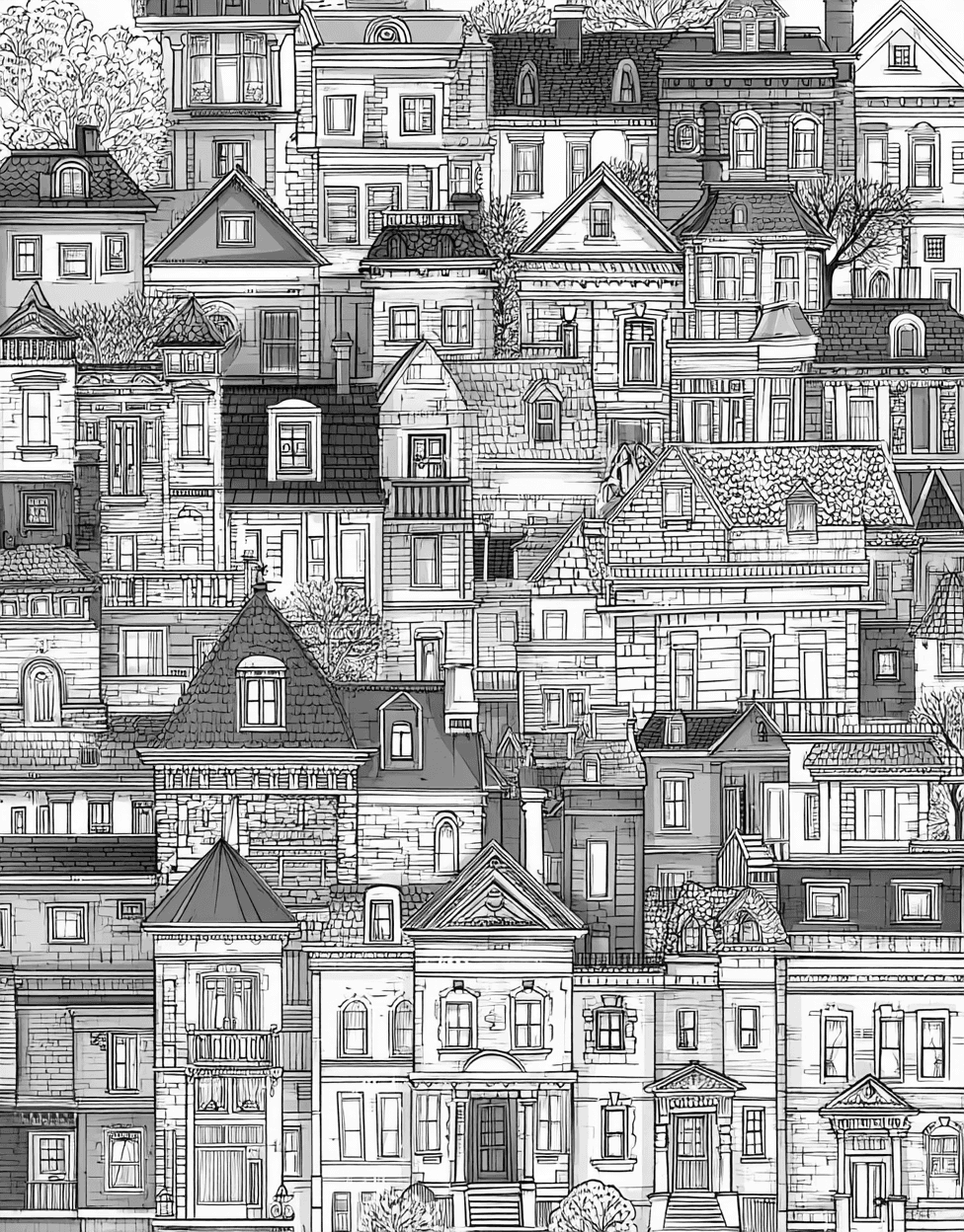 Charming House Designs for Creative Fun, Free Printable Adult Coloring Pages, Coloring Christmas Gingerbread House, Stress Relief Color Book, Buildings Colouring Pages for Women main 3