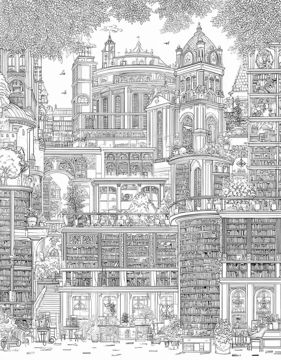 Coloring Pages Printable Free, Artful Pages Library Adventures Await, Relaxation Color Book, Buildings Colouring Pages for Womens, Coloring Valentine Bookmarks Library main 3