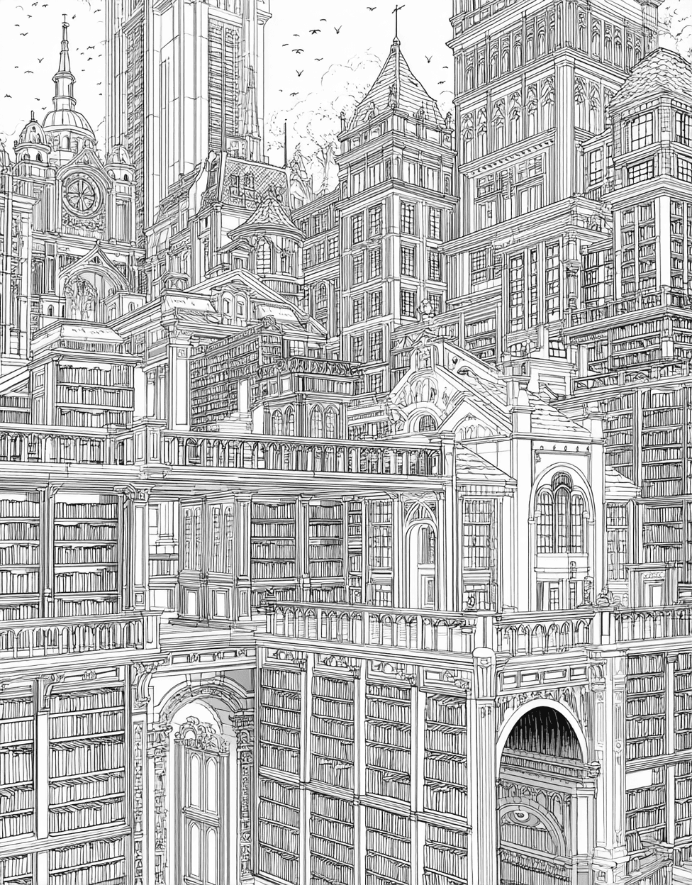 Coloring Pages Printable Free, Artful Pages Library Adventures Await, Relaxation Color Book, Buildings Colouring Pages for Womens, Coloring Valentine Bookmarks Library main 5