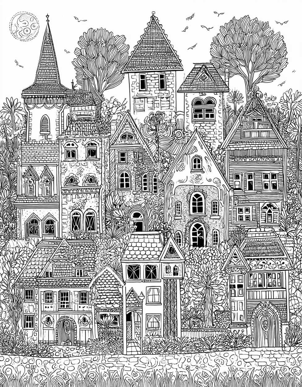Charming House Designs for Creative Fun, Free Printable Adult Coloring Pages, Coloring Christmas Gingerbread House, Stress Relief Color Book, Buildings Colouring Pages for Women main 5