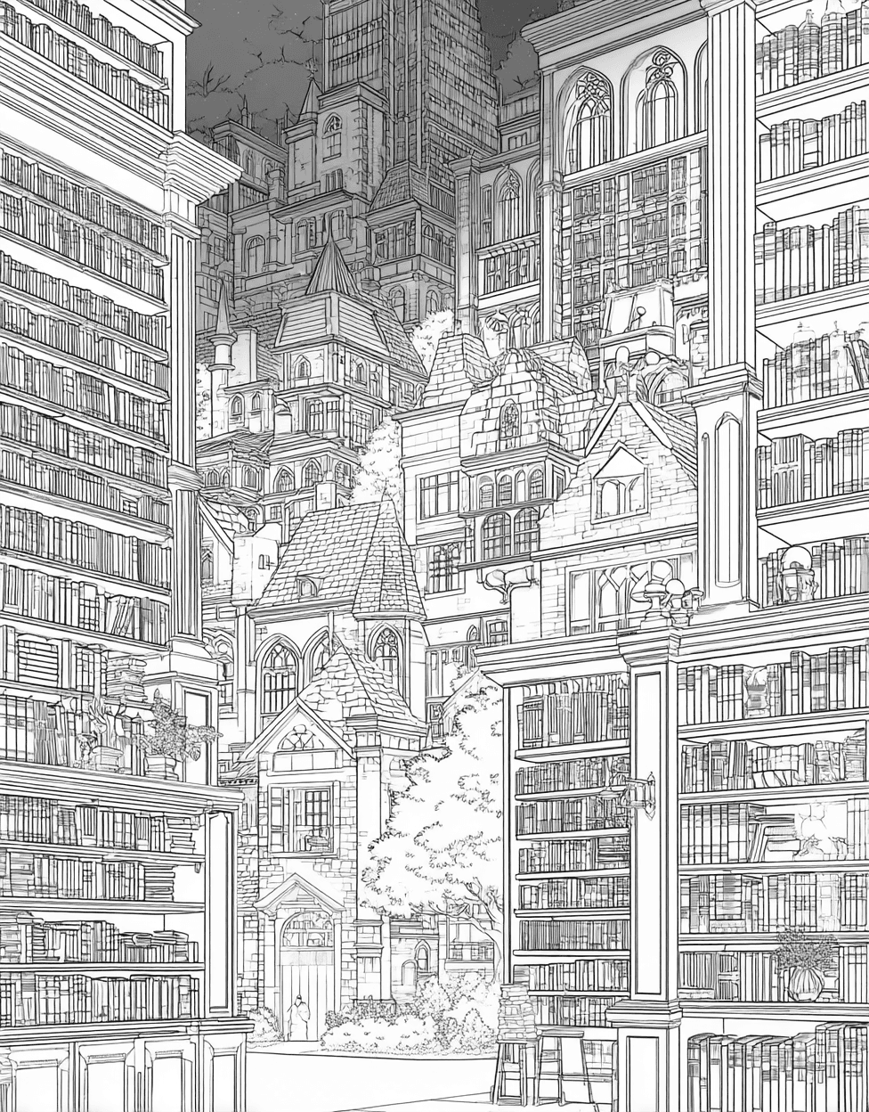 Coloring Pages Printable Free, Artful Pages Library Adventures Await, Relaxation Color Book, Buildings Colouring Pages for Womens, Coloring Valentine Bookmarks Library main 6