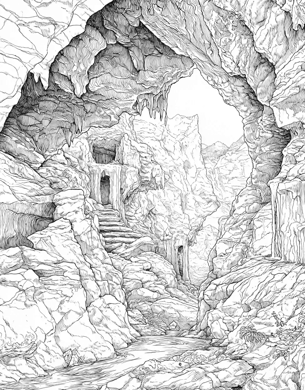 Sticker Inspection Louisiana Cave, Cave Adventures Art for Creative Minds, Relaxation Color Book, Travel & Landmarks Colouring Pages for Womens, Free Coloring Pages to Print main 7