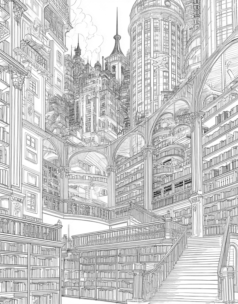 Coloring Pages Printable Free, Artful Pages Library Adventures Await, Relaxation Color Book, Buildings Colouring Pages for Womens, Coloring Valentine Bookmarks Library main 8