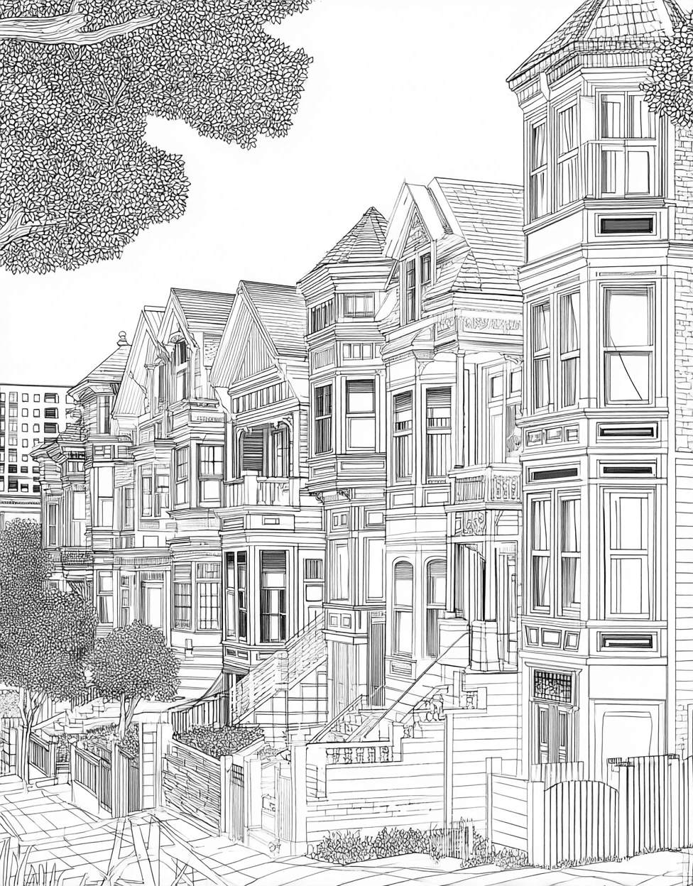 Charming House Designs for Creative Fun, Free Printable Adult Coloring Pages, Coloring Christmas Gingerbread House, Stress Relief Color Book, Buildings Colouring Pages for Women main 9