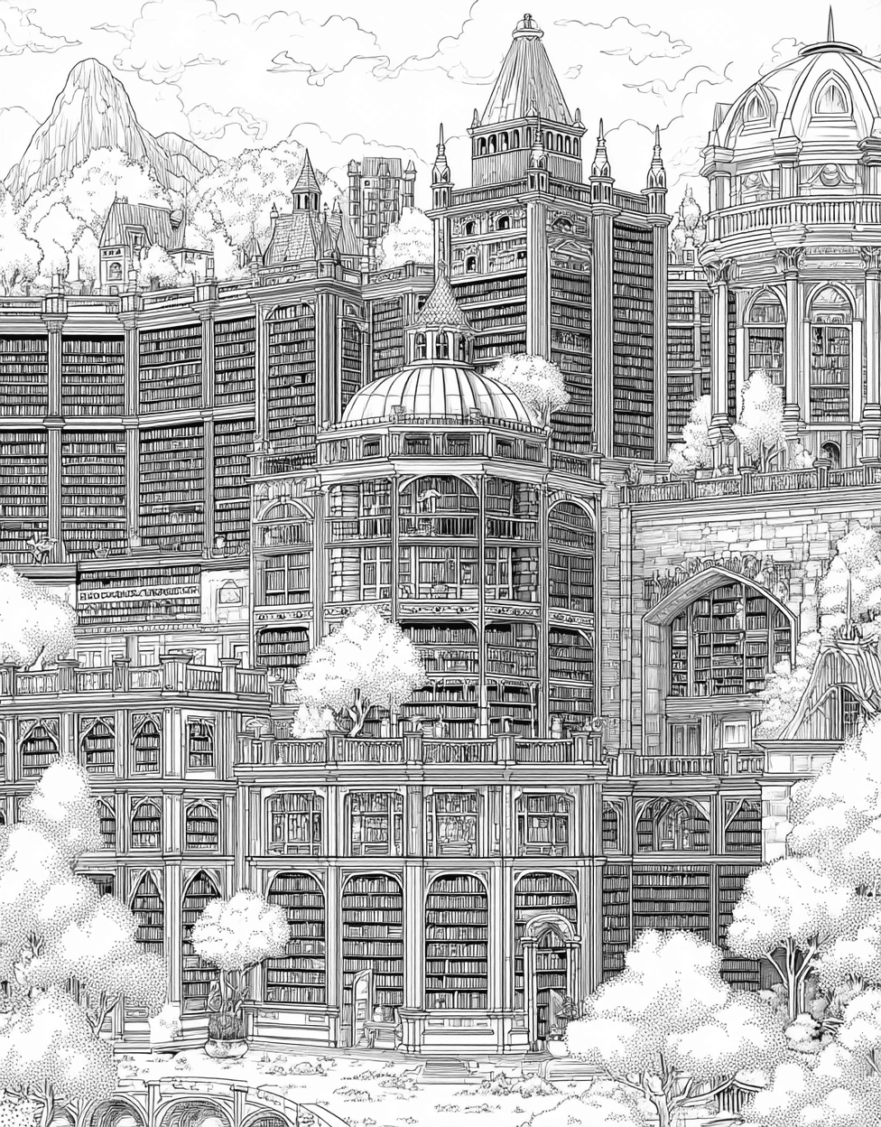 Coloring Pages Printable Free, Artful Pages Library Adventures Await, Relaxation Color Book, Buildings Colouring Pages for Womens, Coloring Valentine Bookmarks Library main 9