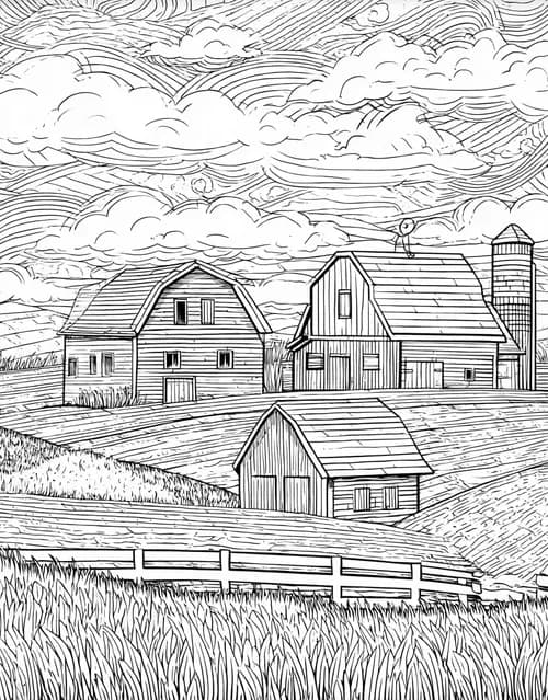 Barn Bliss Creative Pages for Your Imagination, Coloring Adult Thanksgiving Barn, Relaxation Color Book, Buildings Colouring Pages for Teens, Free Coloring Book Pages for Adults