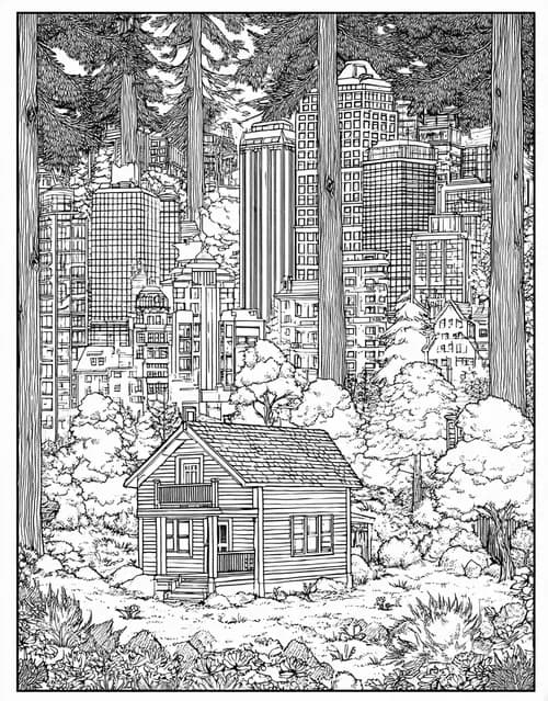 Coloring Adult Horror Cabin, Relaxation Color Book, Buildings Colouring Pages for Adults, Cozy Cabin Scenes to Brighten Your Day, Free Coloring Pages for Adults