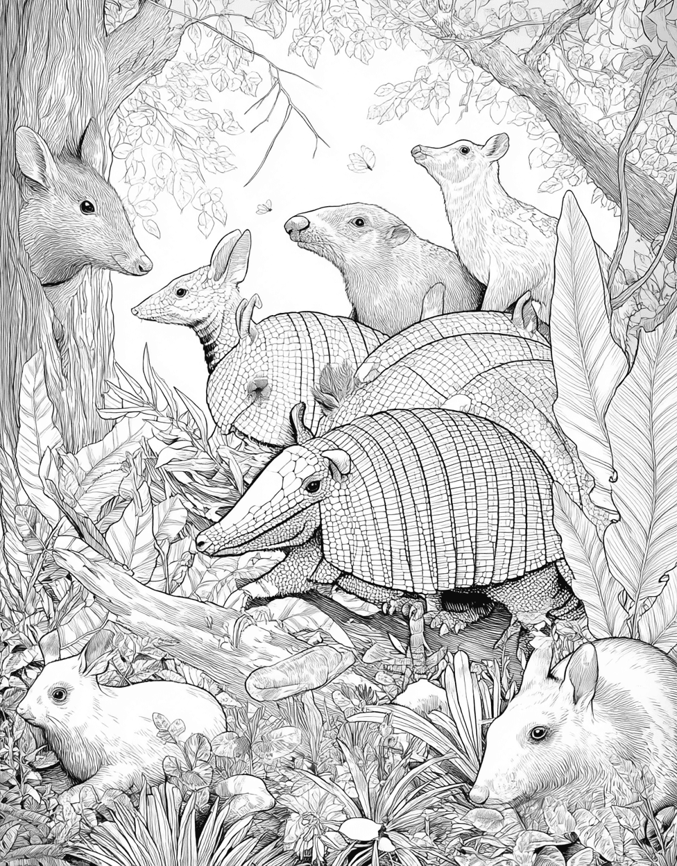 Armadillo Adventures Art Awaits, Relaxation Color Book, Animals Colouring Pages for Teen, Sticker Book Dinosaur Armadillo, Free Coloring Pages to Print main 3