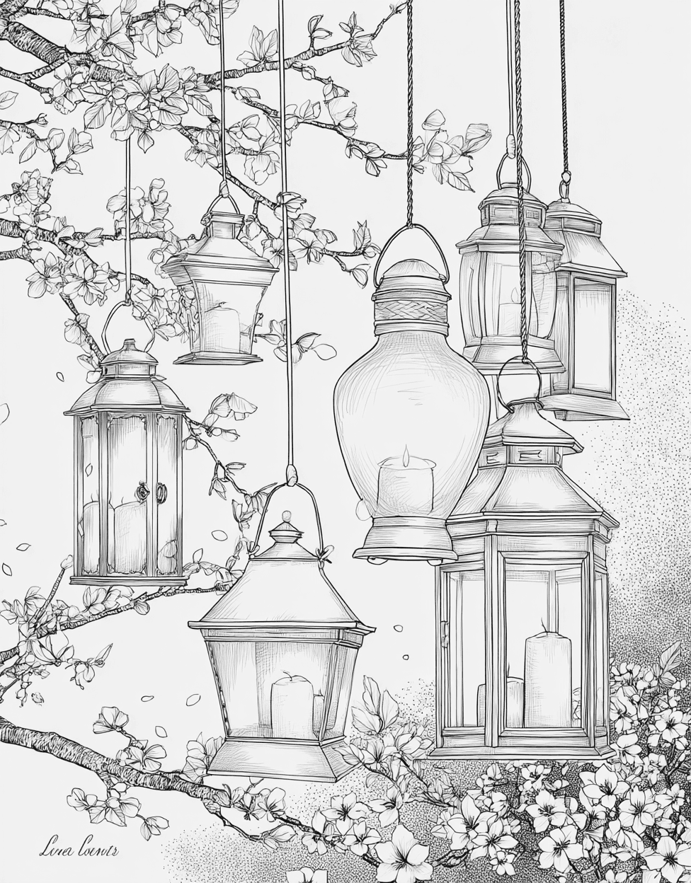 Coloring Halloween Scary Lantern, Lantern Dreams a Light in Every Shade, Free Coloring Pages for Adults to Print, Relaxation Color Book, Seasonal Colouring Pages for Teenage main 4