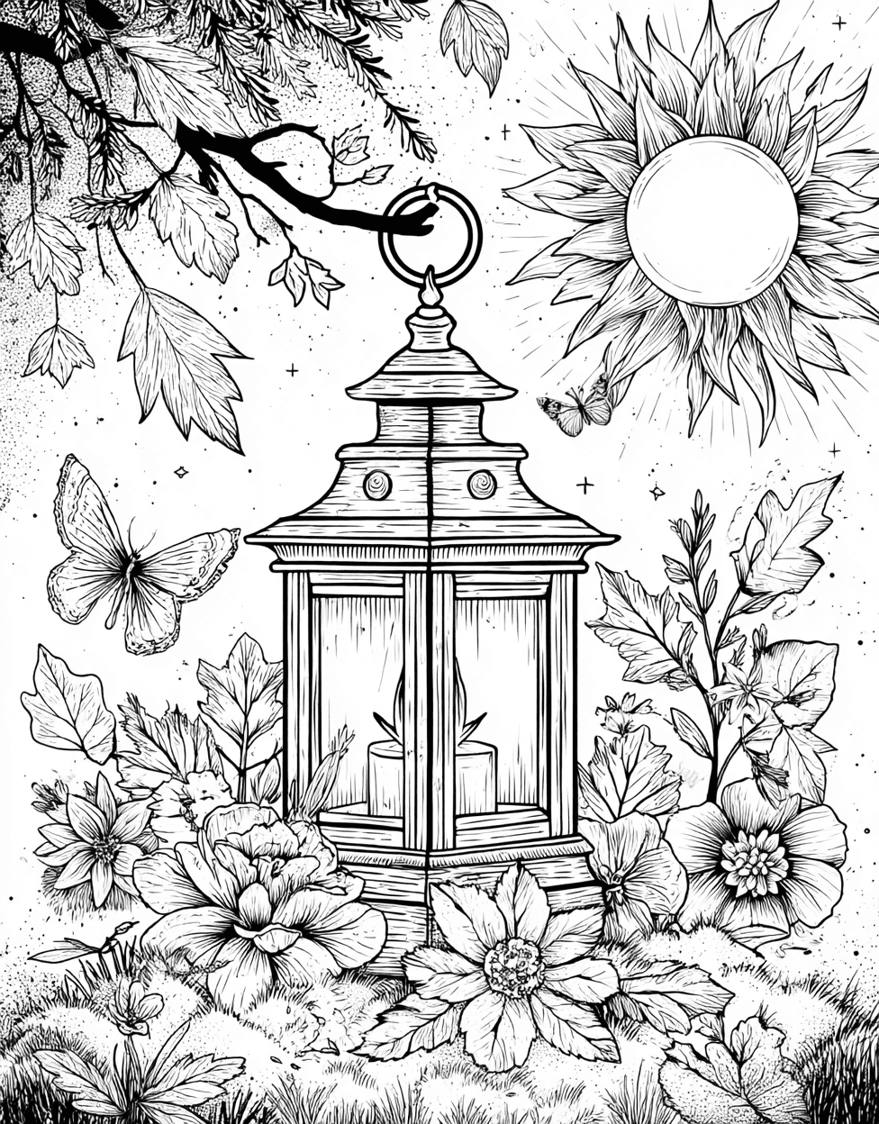 Coloring Halloween Scary Lantern, Lantern Dreams a Light in Every Shade, Free Coloring Pages for Adults to Print, Relaxation Color Book, Seasonal Colouring Pages for Teenage main 5