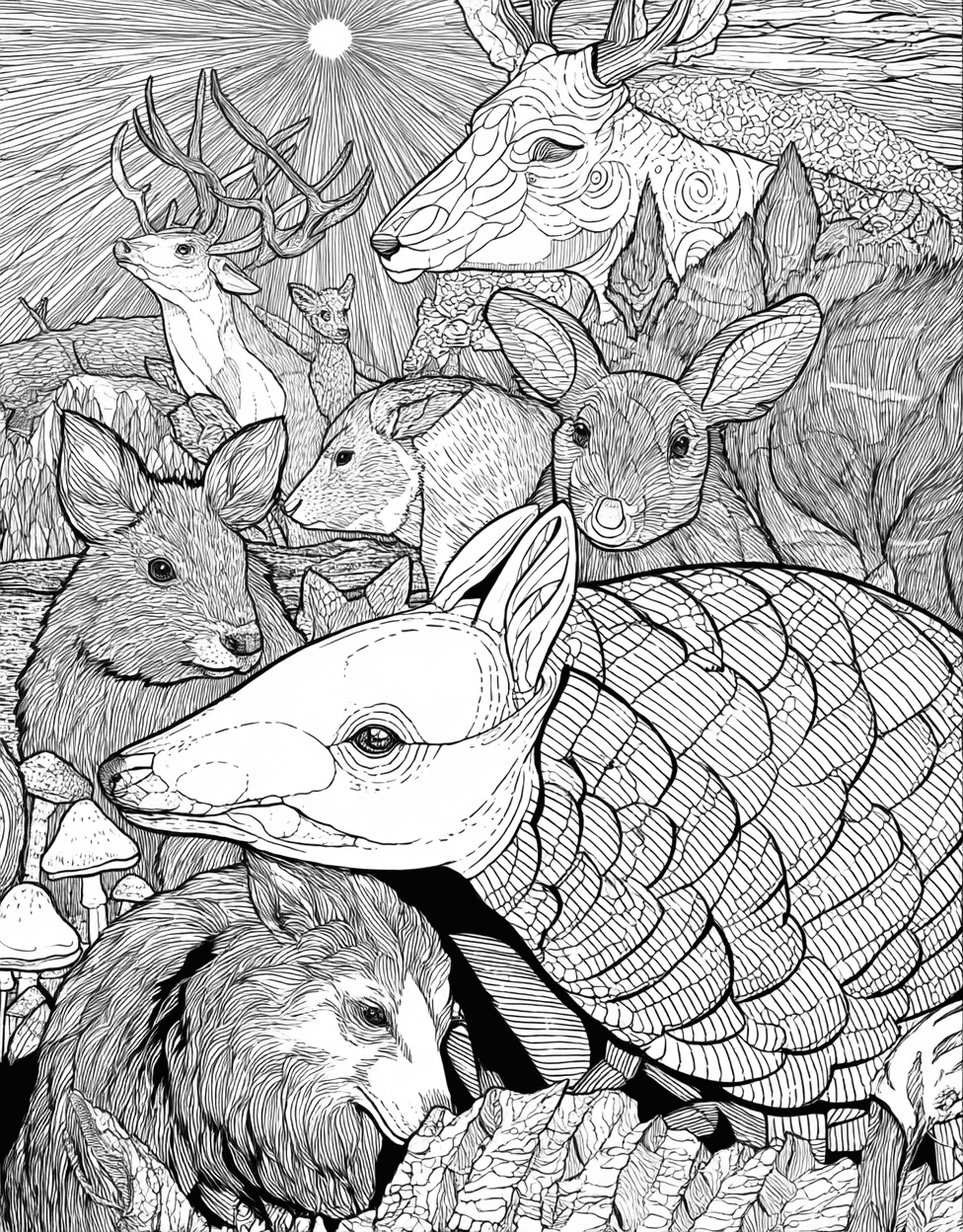 Armadillo Adventures Art Awaits, Relaxation Color Book, Animals Colouring Pages for Teen, Sticker Book Dinosaur Armadillo, Free Coloring Pages to Print main 5