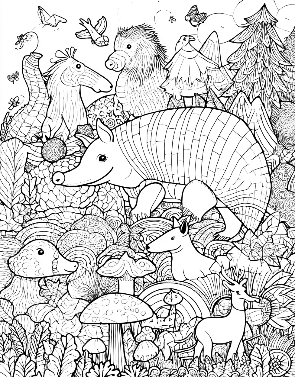 Armadillo Adventures Art Awaits, Relaxation Color Book, Animals Colouring Pages for Teen, Sticker Book Dinosaur Armadillo, Free Coloring Pages to Print main 6