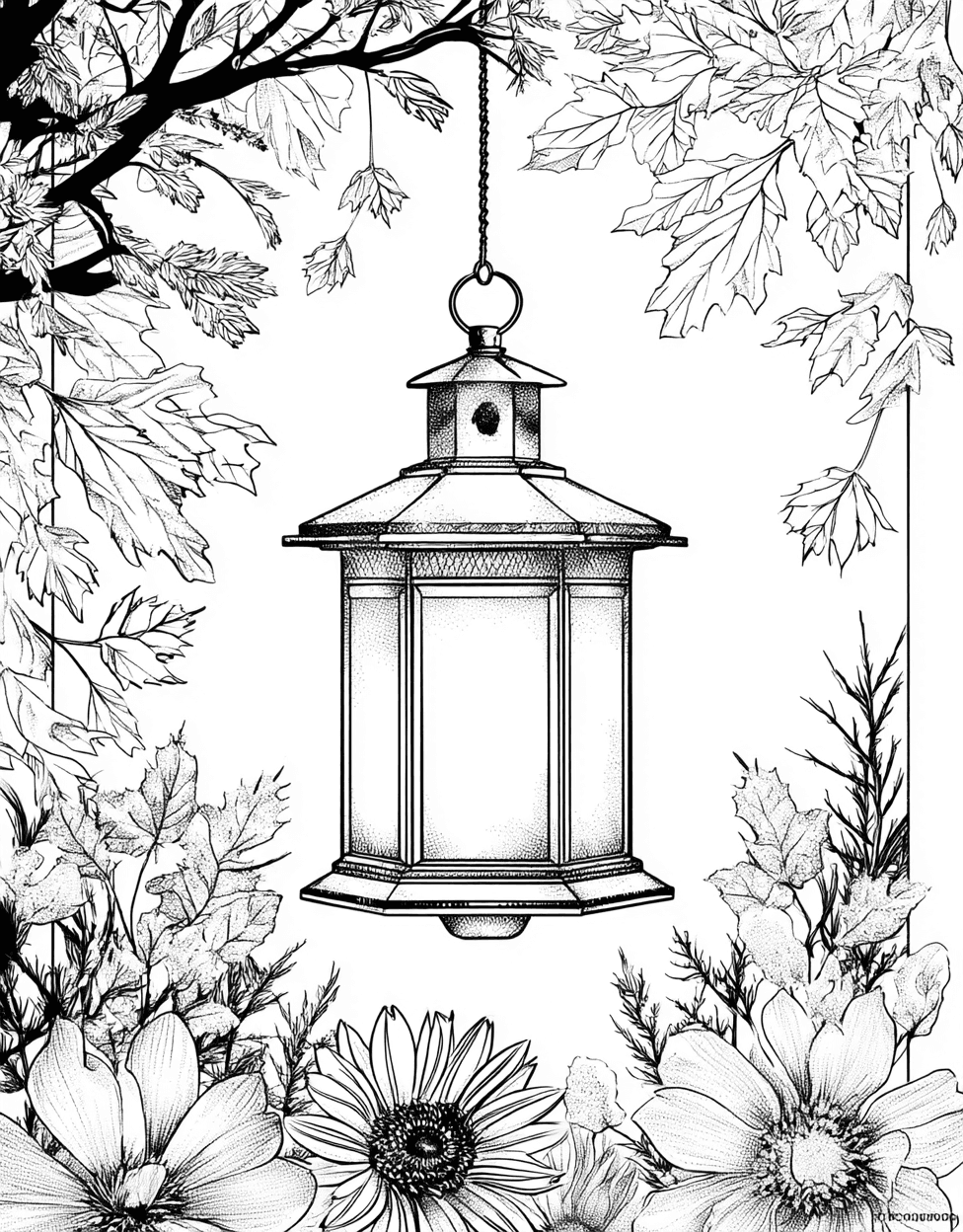Coloring Halloween Scary Lantern, Lantern Dreams a Light in Every Shade, Free Coloring Pages for Adults to Print, Relaxation Color Book, Seasonal Colouring Pages for Teenage main 8