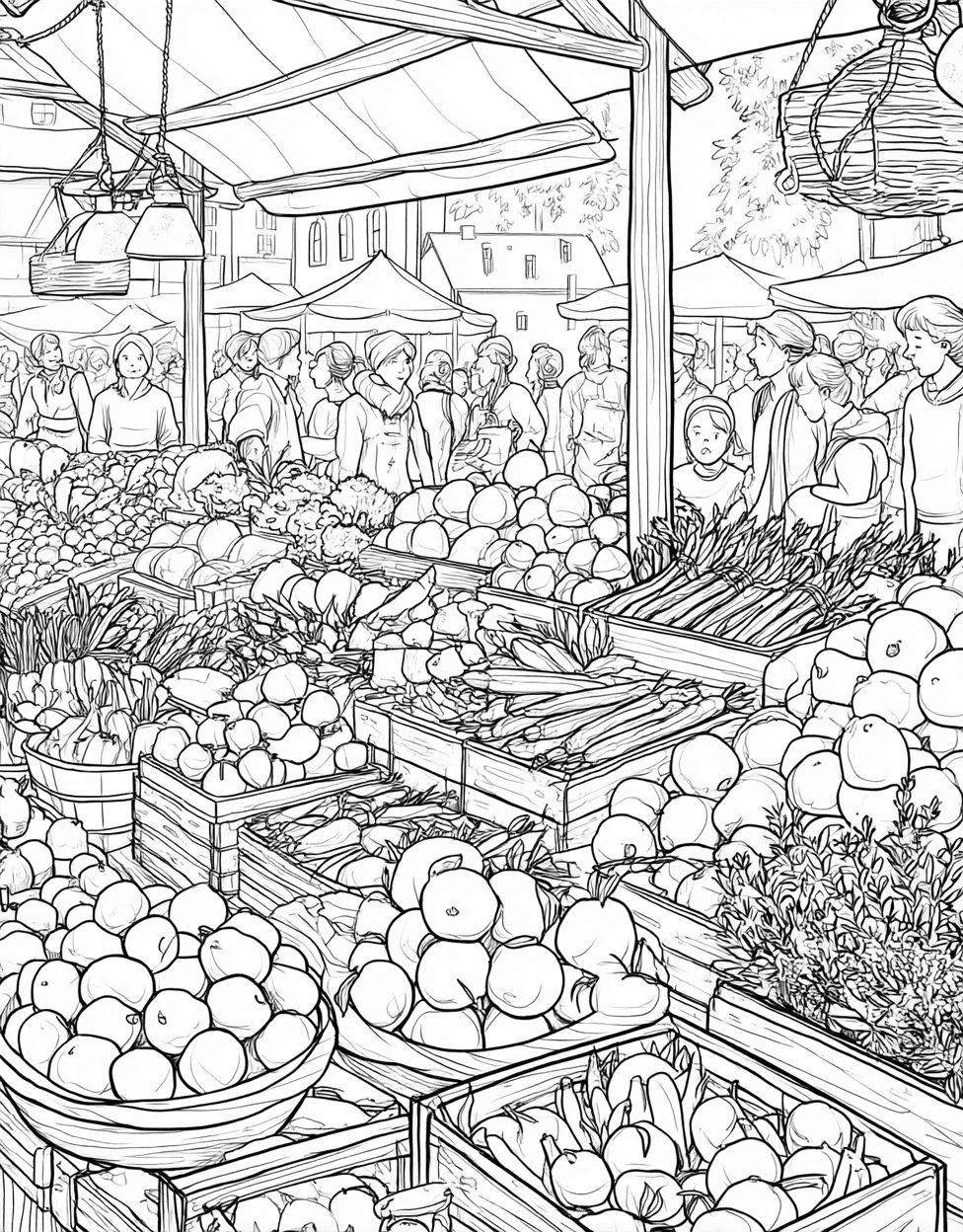 Food Market Stall Coloring, Free Coloring Pages for Adults, Delicious Delights Market Stall Art Fun, Relaxation Color Book, Food Colouring Pages for Teens main 7