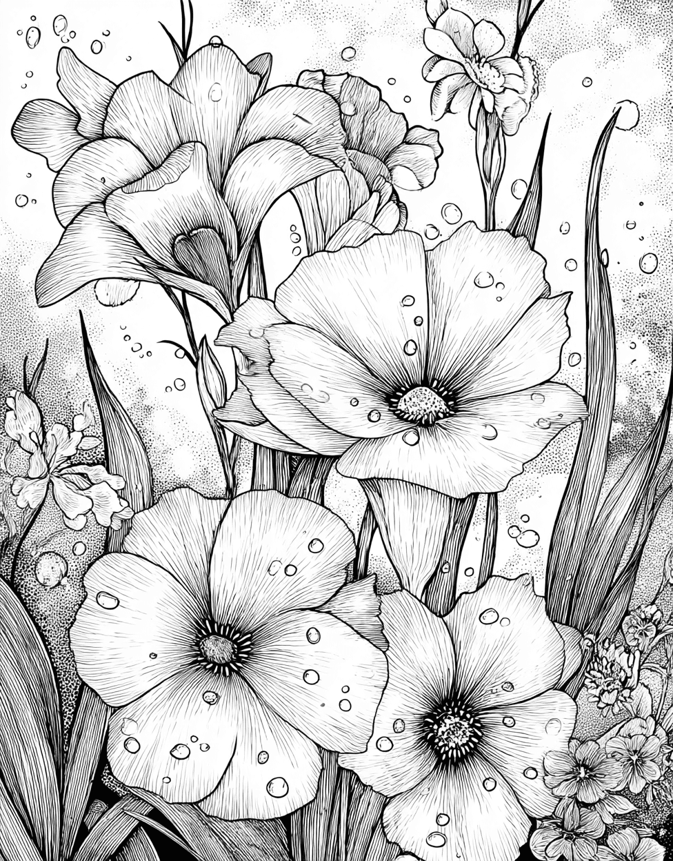 Dewy Dreams Natures Palette Awaits, Free Printable Coloring Pages, Stress Relief Color Book, Nature Colouring Pages for Womens, Dew Coloring main 4