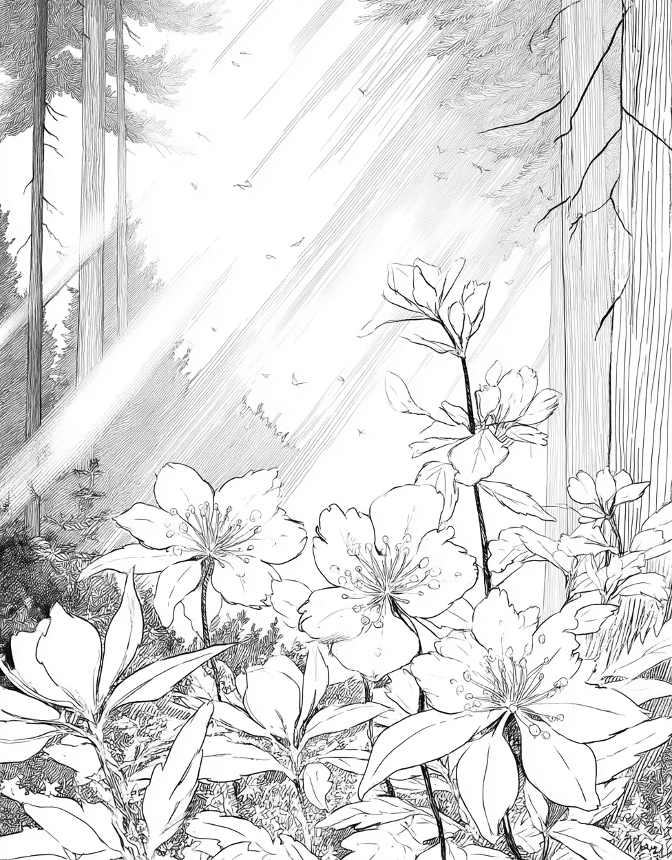 Dewy Dreams Natures Palette Awaits, Free Printable Coloring Pages, Stress Relief Color Book, Nature Colouring Pages for Womens, Dew Coloring main 6