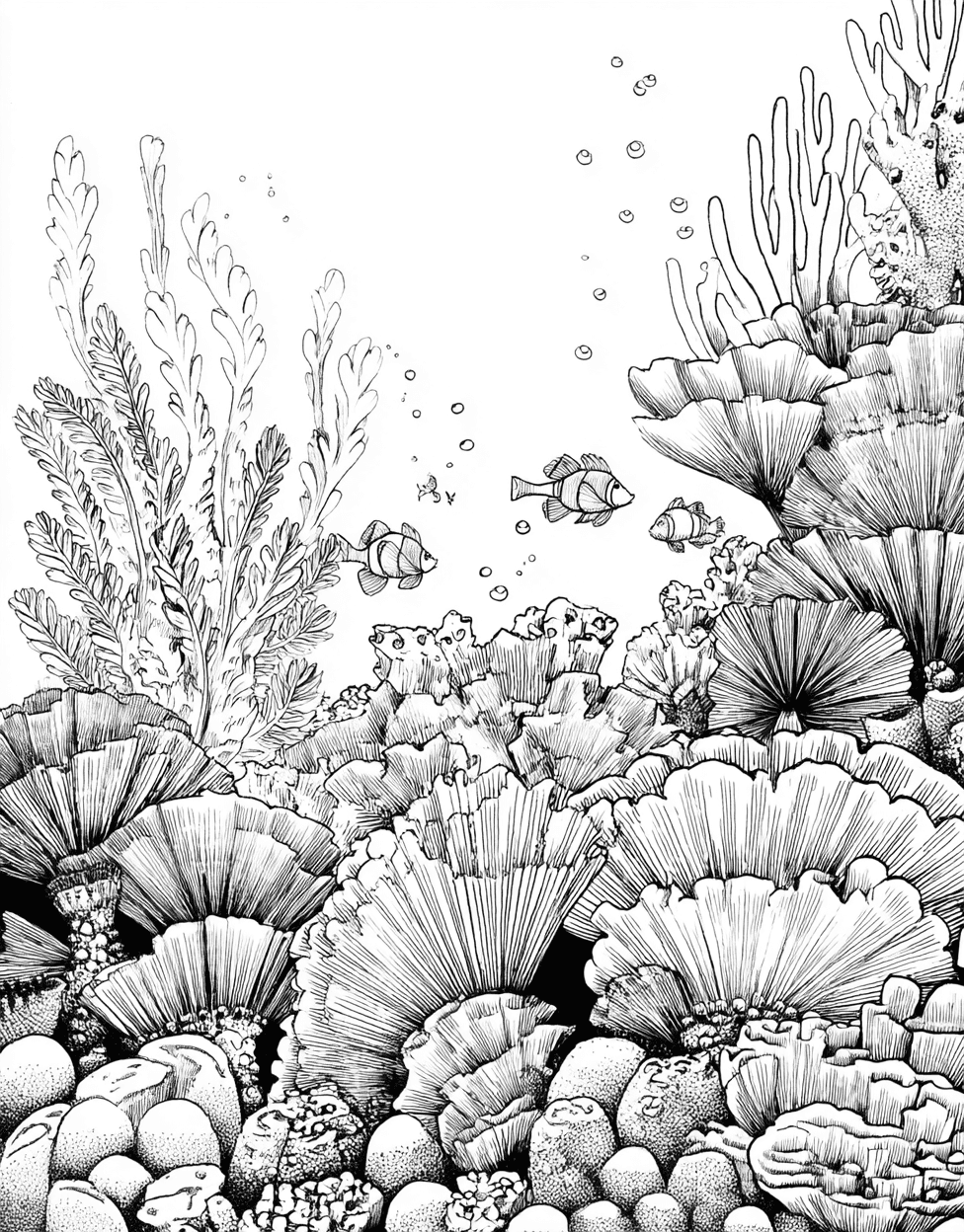 Vibrant Sea Sponge Art Adventures, Free Printable Color Pages for Adults, Relaxation Color Book, Underwater Colouring Pages for Adult, Sea Sponge Coloring main 8